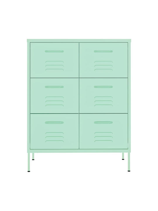 Office Storage Metal Drawer Bay Leaf Mint L80xW35xH101.5cm