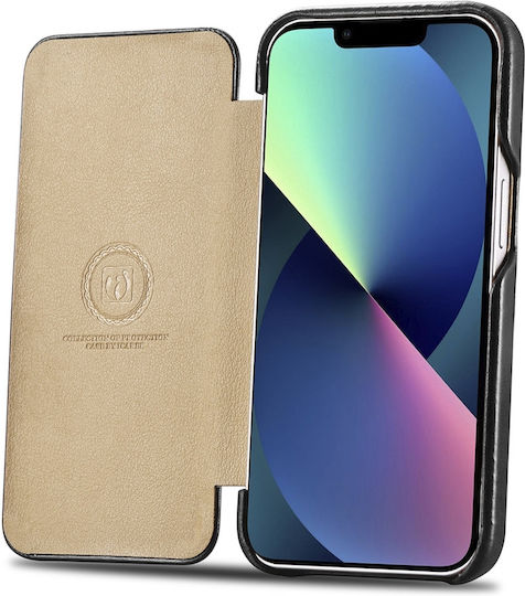 iCarer Curved Edge Vintage Book Δερμάτινο Μαύρο (iPhone 13 mini)