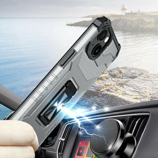 Hurtel Crystal Ring Back Cover Plastic Negru (iPhone 13)