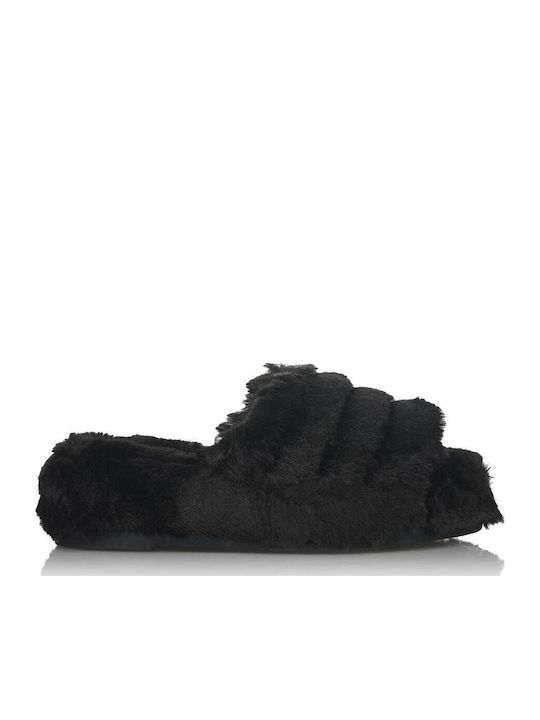 Papuci de Damă de Iarnă cu Blană Negre