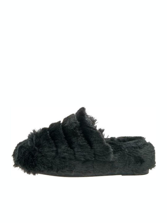 Papuci de Damă de Iarnă cu Blană Negre