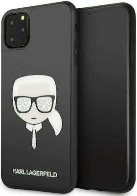 Karl Lagerfeld Iconic Glitter Karl's Head Plastic Back Cover Black (iPhone 11 Pro Max)