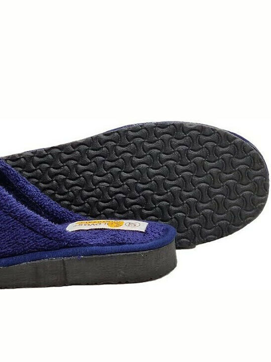 Frottee Winter Damen Hausschuhe Marineblau