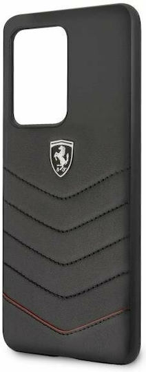 Ferrari Heritage Umschlag Rückseite Leder Schwarz (Galaxy S20 Ultra)