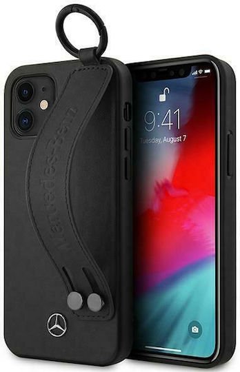 Mercedes-Benz Leather Hand Strap Back Cover Plastic / Piele Negru (iPhone 12 mini)