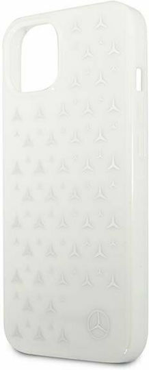 Mercedes-Benz Silver Stars Pattern Umschlag Rückseite Kunststoff Weiß (iPhone 13 Mini)
