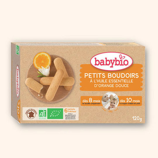 Babybio Biscuiți Biscuiți pentru dentiție cu Aromă Portocaliu 120gr pentru 8+ luni