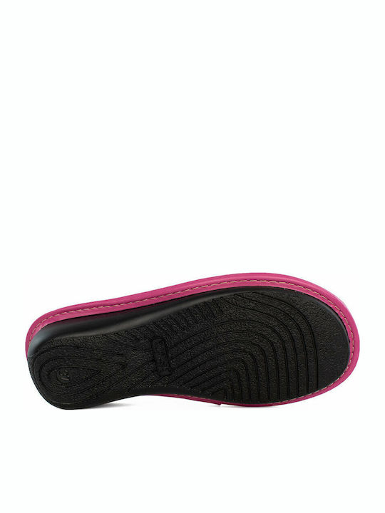Lederne Winter Damen Hausschuhe Fuchsie