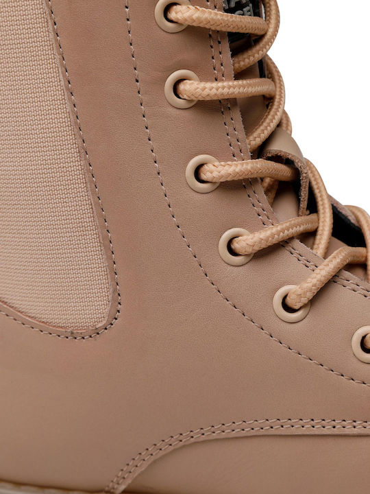 Adrar Leather Kids Boots with Laces Beige