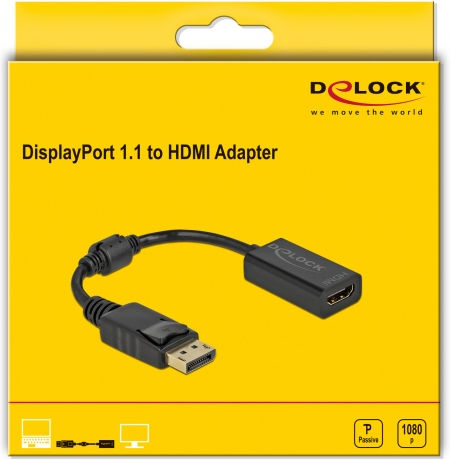 DeLock Converter DisplayPort male to HDMI female 1pcs (61011)