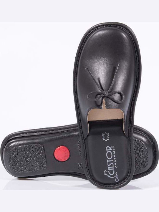 Anatomical Leather Women's Slippers Black