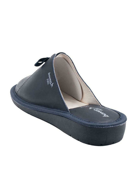 Anatomical Leather Women's Slippers Navy Blue