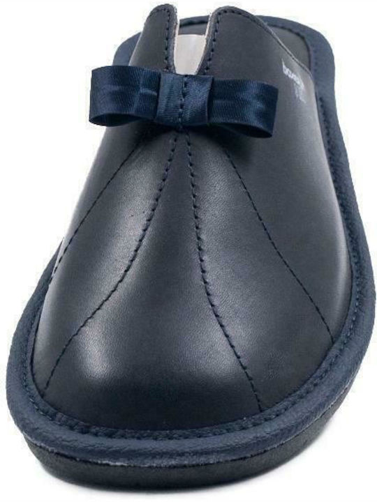 Anatomical Leather Women's Slippers Navy Blue