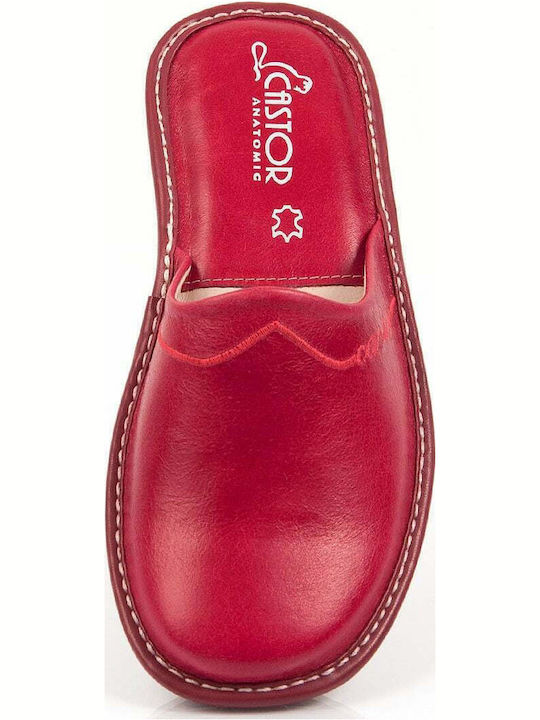 Anatomical Leather Women's Slippers Red