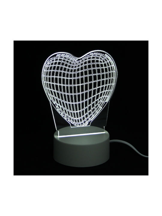 Heart Lustră Decorativă Iluzie 3D LED Alb