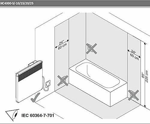 Bosch НС 4000-25 7738336938 Convectoare Perete 2500W cu Termostat Electronic 90.2x45.1cm Alb