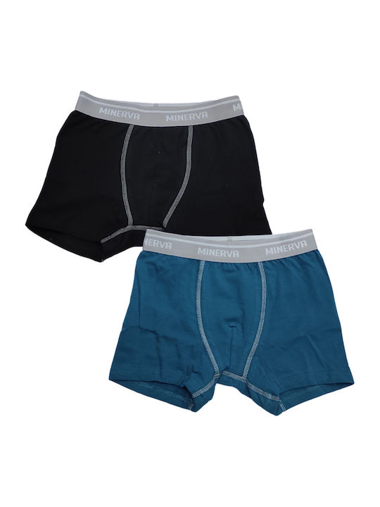 Minerva Boxer Black/petrol Παιδικό Σετ με Μποξεράκια Μπλε 2τμχ