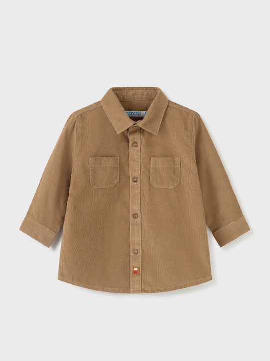 Kids One Color Shirt Long Sleeve Brown