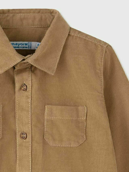 Kids One Color Shirt Long Sleeve Brown