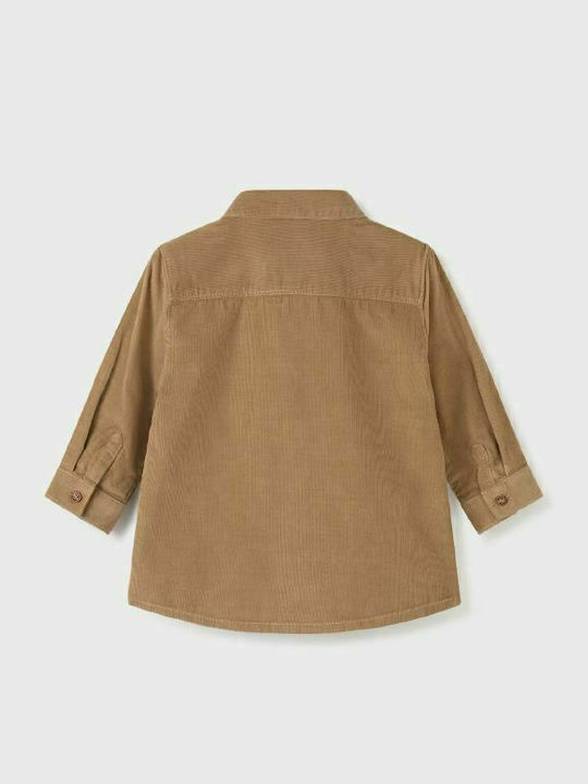 Kids One Color Shirt Long Sleeve Brown