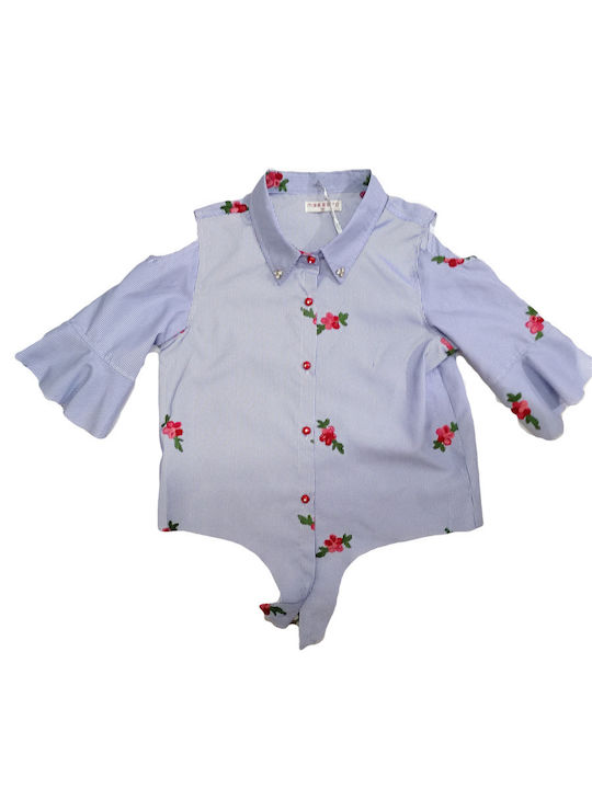 Kids Striped Shirt Long Sleeve Blue