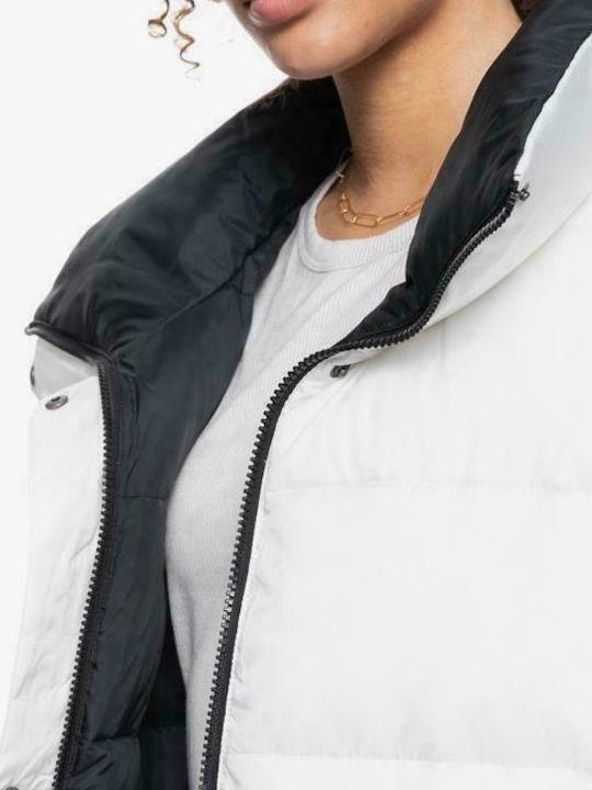 Women's Long Puffer Jacket Double Sided for Winter White