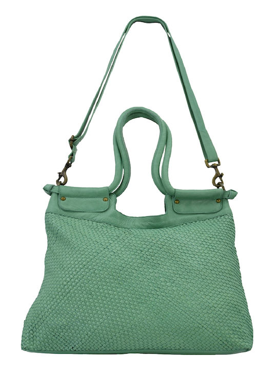 Leather 100 WOMEN'S LEATHER BAG CODE: 04-BAG-ILBS-6198 (VERDE-AQUA)