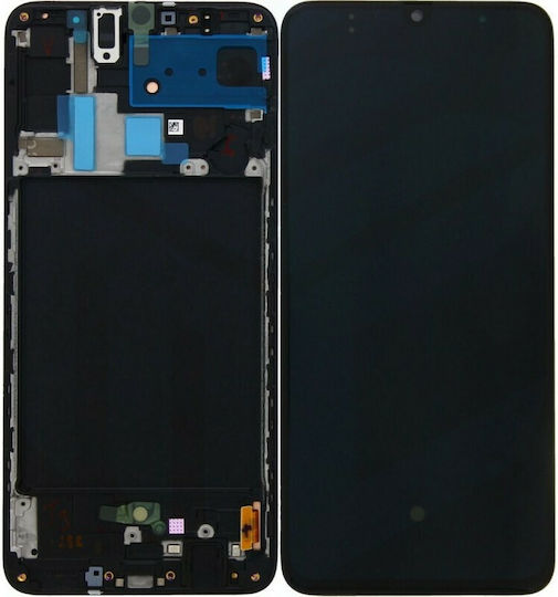Samsung Οθόνη mit Touch-Mechanismus und Rahmen für Galaxy A70 (Schwarz)
