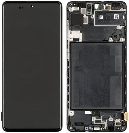 Samsung Οθόνη με Μηχανισμό Αφής και Πλαίσιο για Galaxy A71 (Μαύρο)