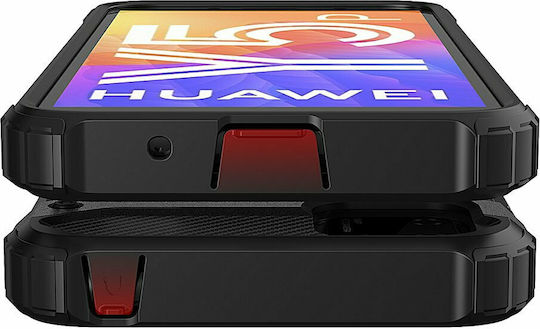 Hurtel Umschlag Rückseite Kunststoff Schwarz (Huawei Y5p)