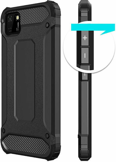 Hurtel Umschlag Rückseite Kunststoff Schwarz (Huawei Y5p)