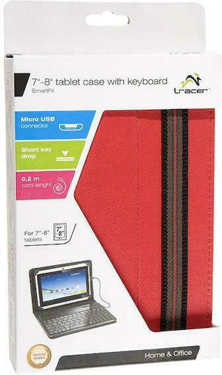 Tracer Flip Cover cu Tastatură în Engleză SUA Roșie Universal 7-8"