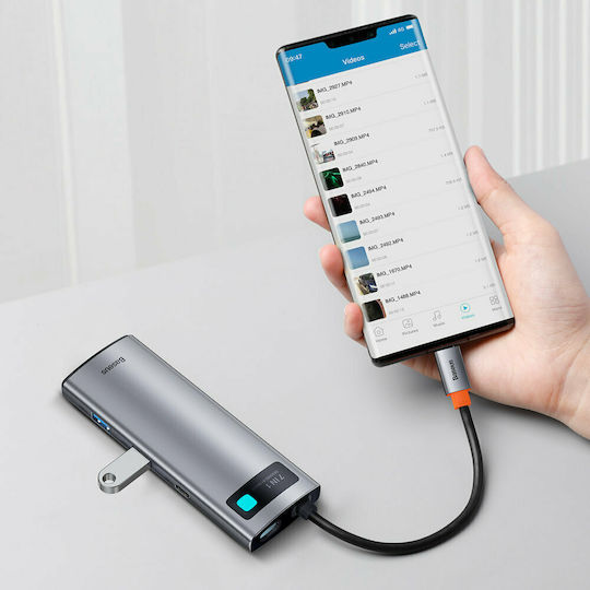 Baseus Metal Gleam USB-C Docking Station mit HDMI 4K PD Gray
