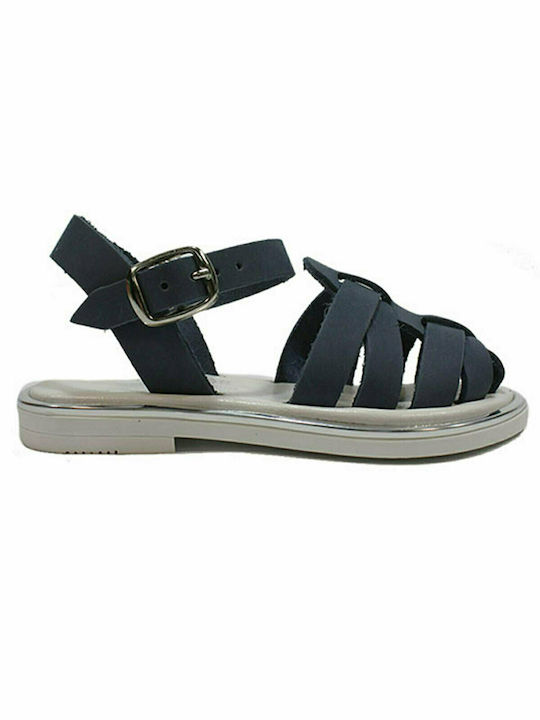 Leather anatomic children's sandals in blue color