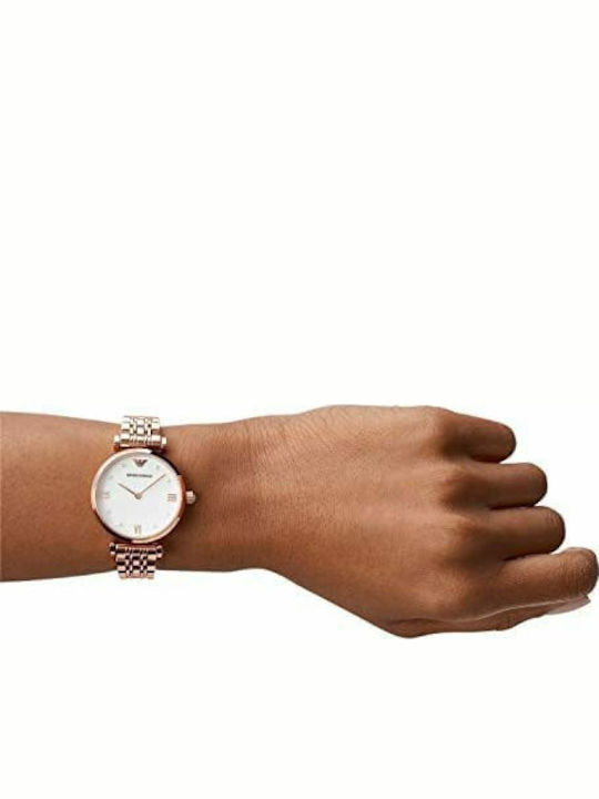 Emporio Armani Gianni T-Bar Women's Watch with Pink Gold Metal Bracelet