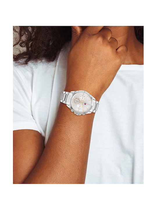 Tommy Hilfiger Kennedy Women's Watch Chronograph with Silver Metal Bracelet