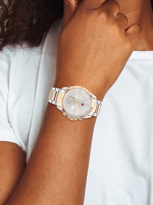 Tommy Hilfiger Kennedy Women's Watch Chronograph with Pink Gold Metal Bracelet