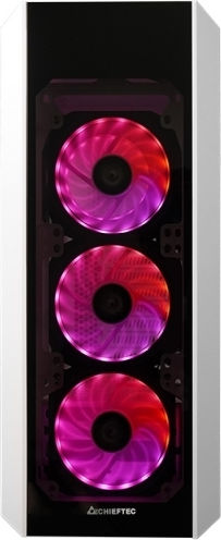 Chieftec Scorpion III Геймърско бюро Midi Tower Компютърна кутия със страничен прозорец и RGB осветление Бяло издание