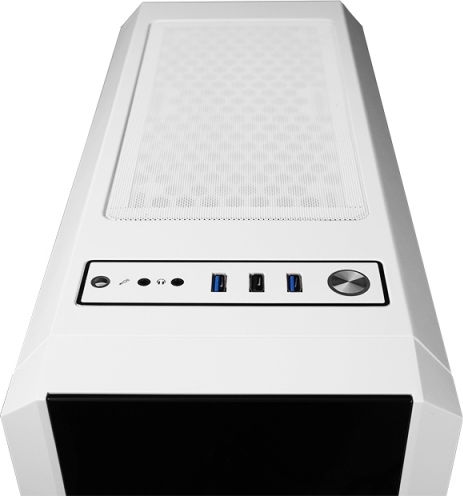 Chieftec Scorpion III Геймърско бюро Midi Tower Компютърна кутия със страничен прозорец и RGB осветление Бяло издание