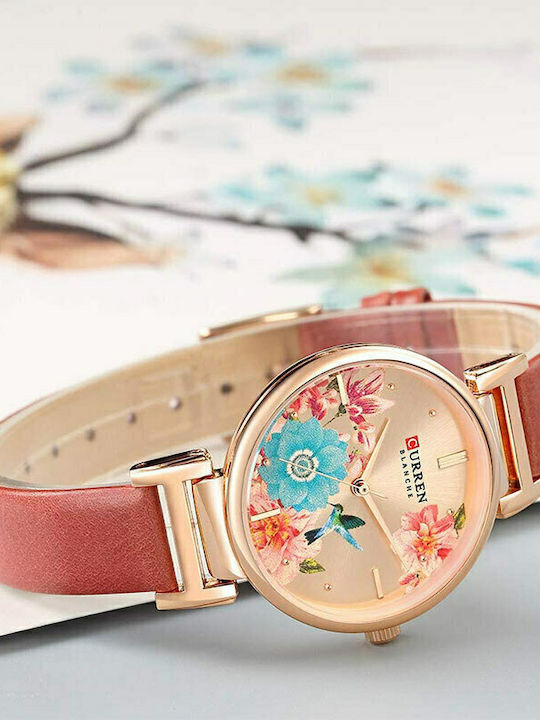 Curren Women's Watch with Red Leather Strap