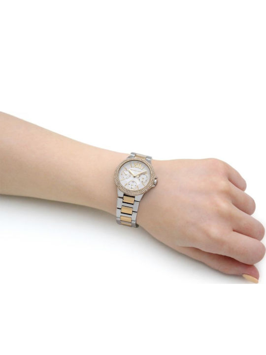 Michael Kors Camille Women's Watch Chronograph with Metal Bracelet Silver / Gold