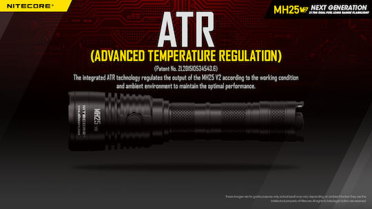 NiteCore Rechargeable Flashlight LED IP68 with Maximum Brightness 1300lm MH25V2 1 × 18650, 2 × CR123, 2 × RCR123 Black