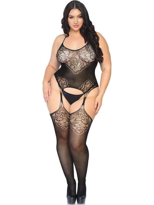 Leg Avenue Jacquard Net Suspender Bodystocking 89175 Ολόσωμο Καλσόν Black