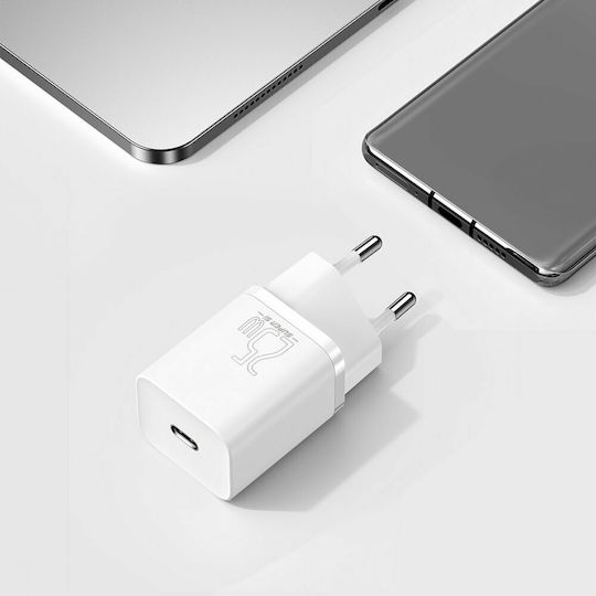 Baseus Charger Without Cable with USB-C Port 25W Whites (Super Si 1C)