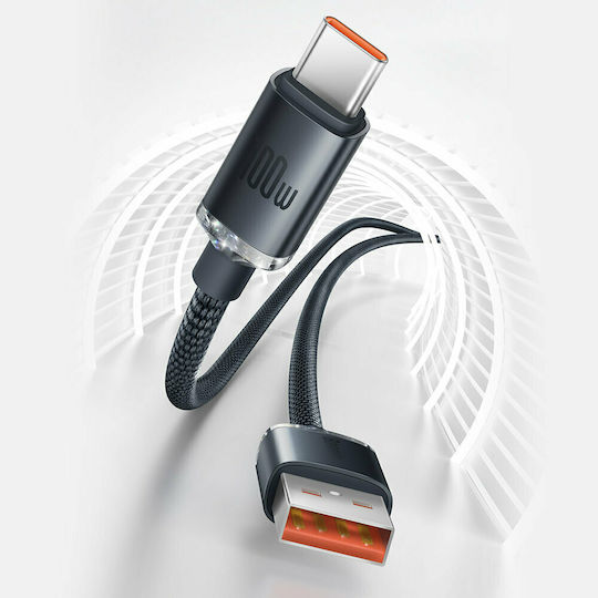 Baseus Crystal Shine Geflochtenes USB 2.0 Kabel USB-C männlich - USB-A 100W PD Blau 2m CAJY000503