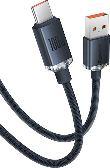 Baseus Crystal Shine Geflochtenes USB 2.0 Kabel USB-C männlich - USB-A 100W PD Blau 2m CAJY000503