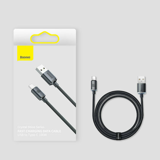 Baseus Crystal Shine Geflochtenes USB 2.0 Kabel USB-C männlich - USB-A 100W PD Blau 2m CAJY000503