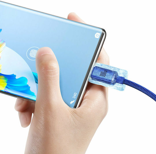 Baseus Crystal Shine Geflochtenes USB 2.0 Kabel USB-C männlich - USB-A 100W PD Blau 1.2m CAJY000403