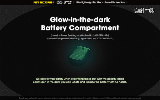 NiteCore Презареждащ се Челник LED IP66 с Максимална Яркост 520лм UT27 Pro 3 × AAA Черен