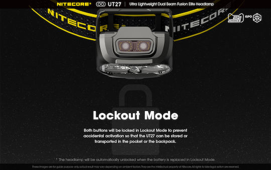 NiteCore Презареждащ се Челник LED IP66 с Максимална Яркост 520лм UT27 Pro 3 × AAA Черен